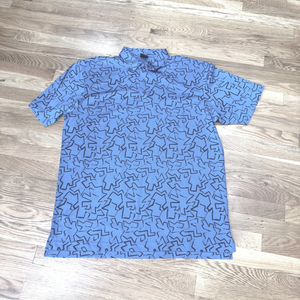 Dunning Golf Mens XL Blue Black Geometric Abstract Performance Polo Shirt